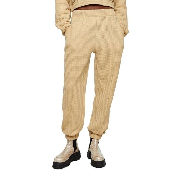 Topshop Bubble Quilted Joggers Camel, textured jogging bottoms w/pockets NWT - Picture 1 of 10